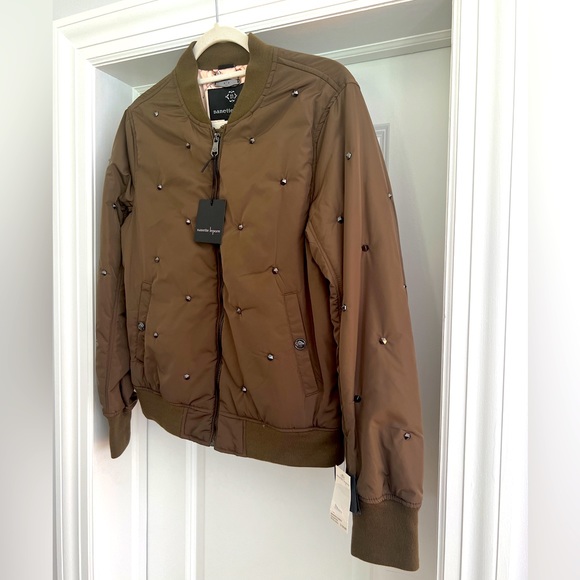 Nanette Lepore Studded Olive Bomber Jacket, Size Medium NWT! - Picture 4 of 13